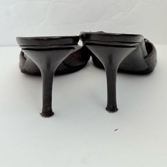 Gucci Vintage Brown Leather Guccissima Horsebit Mules Sandals Heels 8 - Picture 5 of 8